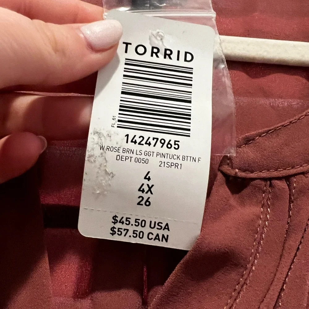 NWT Torrid Long Sleeve Pink Blouse 4X - Picture 6 of 6